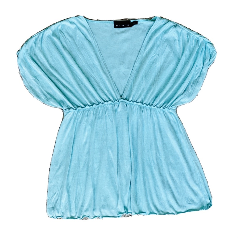 the limited woman tops xs Baby Blue Ruffle Blouse